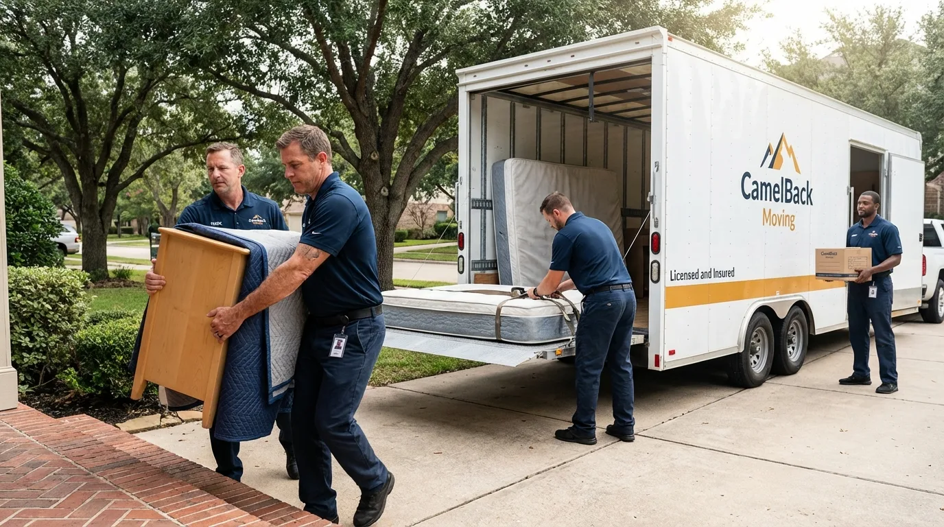 Crew loading residential truck for cross-state move from WaKeeney, KS